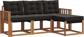 vidaXL Conjunto De Sof&aacute;s De Exterior 4 Uds. Natural Y Negro Vidaxl