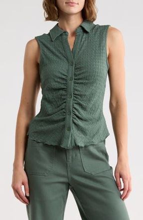 Sanctuary Ruched Button-Up Tank in Harmony Green at Nordstrom Rack, Size X-Large