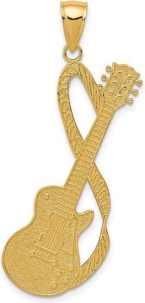 Diamond2Deal 14k Yellow Gold Large Electric Guitar with Strap Textured Pendant