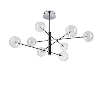 Netlighting EQUINOXE 8 Light Multi Arm Semi Flush Ceiling Lamp Chrome in Grey