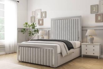 Comfort Beds Boston Chrome Plush Bed Frame - 50 Upholstered Headboard in Silver | Size: Single