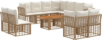 vidaXL Conjunto De Sof&aacute;s De Jard&iacute;n 12 Uds. Natural Y Crema Vidaxl