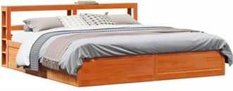 vidaXL Vidaxl - Estructura Cama Con Cabecero Madera Pino Marr&oacute;n Cera 180x200 Cm