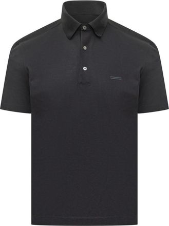 Ermenegildo Zegna Blue Solid Shirt Collar Polo
