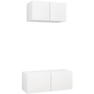 vidaXL 2 Piece tv Cabinet Set White Engineered Wood Vidaxl