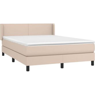 vidaXL Vidaxl - Cama Box Spring Con Colch&oacute;n Cuero Sint&eacute;tico Capuchino 140x200cm