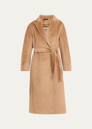 Cinzia Rocca Long Belted Notch-Collar Wool-Blend Coat