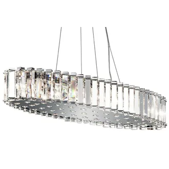 Netlighting Crystal Skye 12 Light Island Bar Crystal Pendant Chrome in Clear