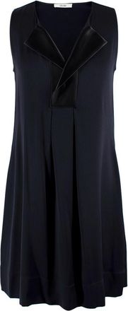 Celine Black Silk Contrast-lapel Mini Dress Size XS