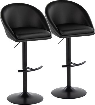 LumiSource LumiSource Set of 2 Matisse Highback Contemporary Adjustable Bar Stools with Footrest