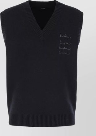 We11done embroidered v-neck knit sweater