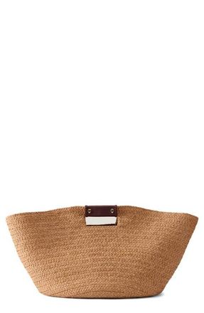 Helen Kaminski Leonor Braided Foldable Raffia Tote in Nougat/Garnet at Nordstrom