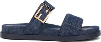 Fendi Sliders, female, Blue, Size: 10 US Feel Slippers