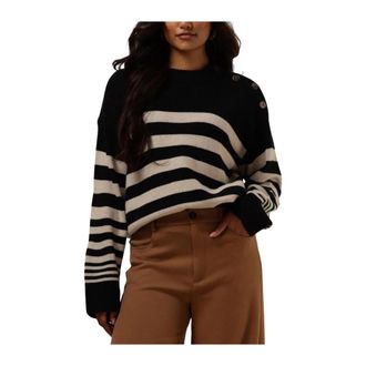 Ruby Tuesday Button Shoulder Pullover Sweater - Dames - Ronde hals truien - Zwart - S - Truien & Vesten