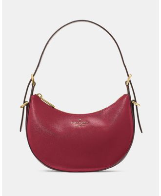 Kate Spade New York Womens Nova Textured Patent Leather Small Crescent Shoulder Bag - Red - One Size