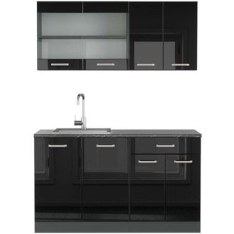 Vicco Cocina Vers&aacute;til R-line, Negro/antracita De Alto Brillo, 140 Cm, Et Antracita