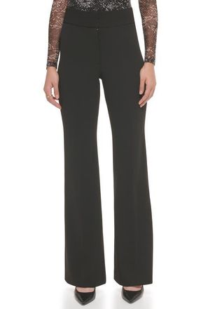 DKNY High Waist Wide Leg Career Pants in Black at Nordstrom, Size 10