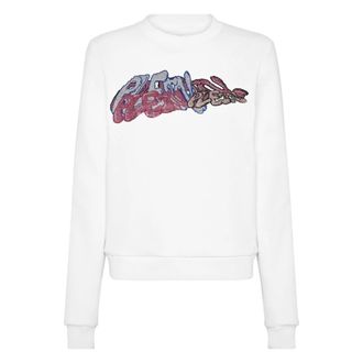 Philipp Plein Rondnektrui met Bombing Graffiti - Dames - Sweatshirts - Wit - M - Katoen - Hoodies & sweatvesten