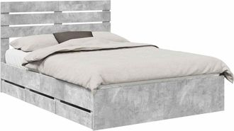 vidaXL Estructura De Cama Gris Concreto 140 X 190 Cm Madera Ingenieril Vidaxl