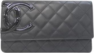 Chanel Pre-owned Wallets, female, Black, Size: ONE SIZE Pre-owned Cambon Line Calf Long Trifold Wallet