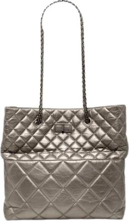 Chanel Pre-owned Vintage Tote Bag - Dames - Vintage Shopper - Grijs - ONE Size - Leer - Vintage