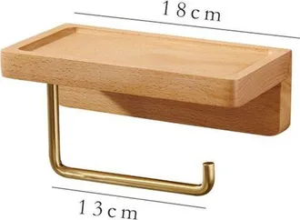 OEM Portarrollos De Papel Higi&eacute;nico, Soporte Para Rollos De Papel Higi&eacute;nico, Toallero De Madera Y Lat&oacute;n, Caja De Pa&ntilde;uelos, Estante De Almacenamiento De Pa