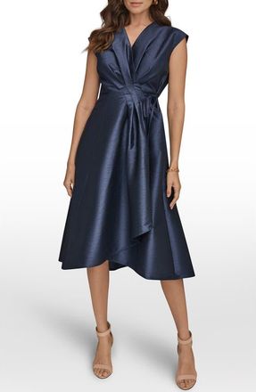 DKNY Taffeta Wrap Midi Dress in Taffeta Blue at Nordstrom, Size 12