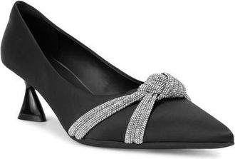 Aerosoles Jacey Crystal Embellished Satin Pump in Black Satin at Nordstrom, Size 6.5