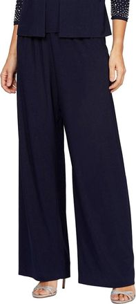 Alex Evenings Chiffon Straight Leg Pant In Navy