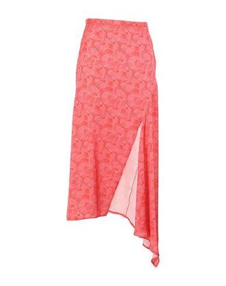8 by YOOX PRINTED SATIN HIGH-WAIST FRONTAL SLIT MIDI SKIRT