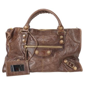 Balenciaga Balenciaga Chevre Giant Gold Motorcycle City Bag in bruin leer