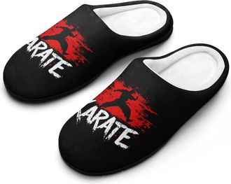 Generic Karate Splash Mens Slippers Slip On Comfortable Fleece Cotton House Shoes Winter