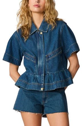 Steve Madden Haezel Peplum Denim Jcket in Orion Blue at Nordstrom, Size X-Small