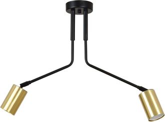 Wonderlamp Plafón de techo con estructura de metal y 2 focos orientables dorados