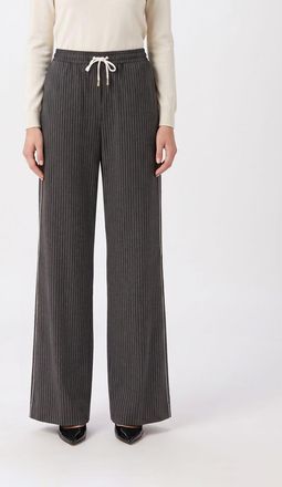 Liu Jo Pantaloni straight gessati in jersey con vita alta elasticizzata