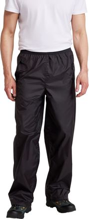 Mountain Warehouse Pakka Mens Waterproof Rain Overtrousers - Packable & Quick Dry Pants with Taped Seams & Adjustable Ankle Opening - for Spring Summer, & Outdoors Black