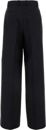 Gucci Womens Wool Wide-Leg Trousers Gray