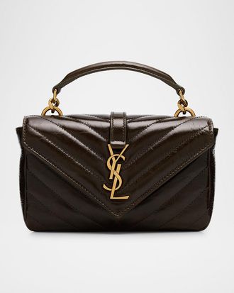 Saint Laurent College Mini YSL Quilted Crossbody Bag