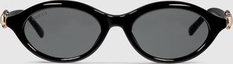 Gucci Oval-frame Sunglasses, Black