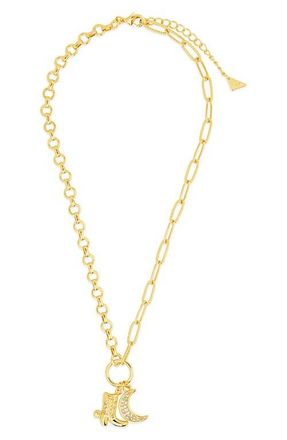 Sterling Forever Kelsea Cubic Zirconia Charm Pendant Necklace in Gold at Nordstrom