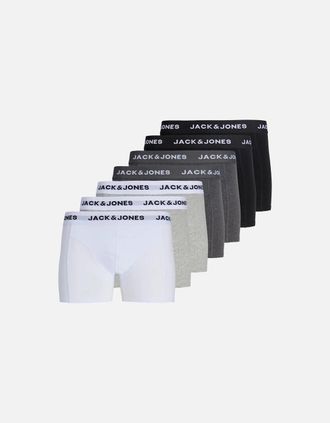 Jack & Jones Mens Jack & Jones Mens Underwear Solid Trunks 7 Pack Black / White / Grey - Size: 33/32/32