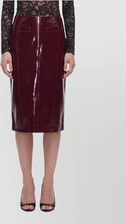 Self Portrait faux leather high-rise midi pencil skirt