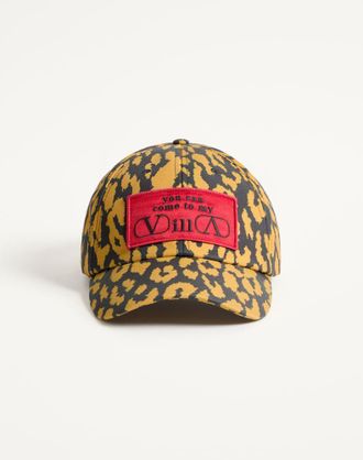 Valentino Garavani Baseball cap Valentino MyVIlla in Cotone con Stampa Maculata Donna ANIMALIER/ROSSO 55