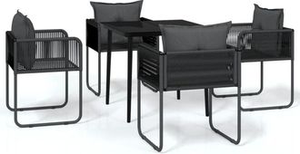 vidaXL Juego De Comedor Para Jard&iacute;n 5 Piezas Negro Vidaxl
