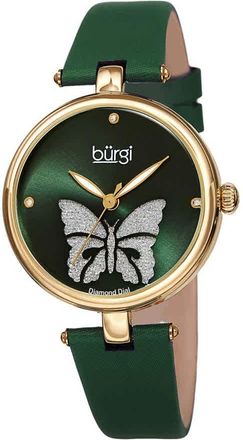 Bürgi Pretty Butterfly Quartz Crystal Green Dial Ladies Watch BUR233GN