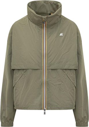 K-Way Green Solid Mandarin Collar Jacket