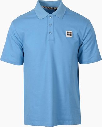 Aquascutum Mens AQUASCUTUM CLUB CHECK BADGE POLO AVIO - Blue - Size: 44