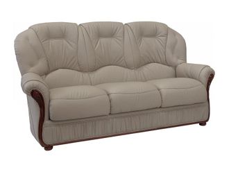 VENTE-UNIQUE.COM Sof&aacute; fijo 100% piel 3 plazas topo 183x91cm