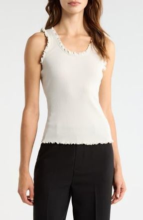 Vince Camuto Ruffle Rib Tank in Birch at Nordstrom Rack, Size Xx-Large