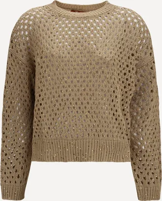 Max Mara Maglione in cotone a rete con paillettes Woman M